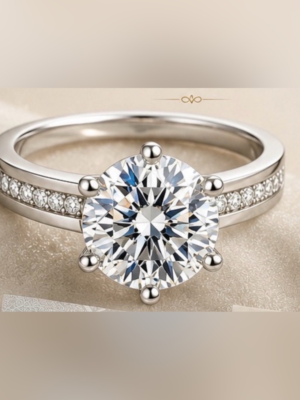 GRA Certified Moissanite 2 Carat Solitaire Ring in 925 Sterling Silver Size 9 - Picture 3 of 8